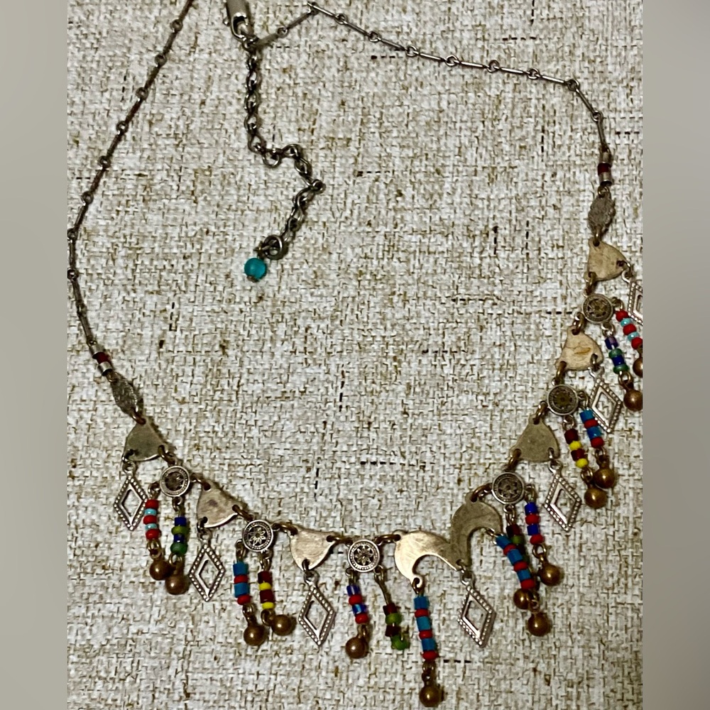 ✨Indian  style Bohemian Beaded Necklace with Silver Accents✨